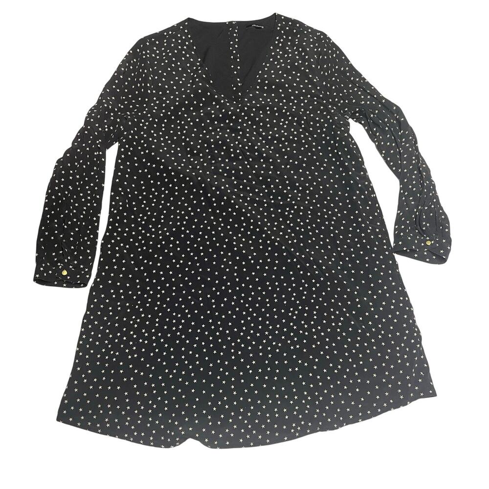 Madewell Silk V-Neck Star Scatter Long Sleeve Dress Size Large